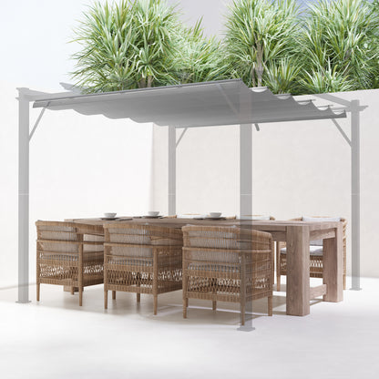 Outsunny Retractable Pergola Shade Cover, Replacement Canopy Fabric for 3 x 3 (m) Pergola, Gazebo Retractable Roof, Light Grey 
