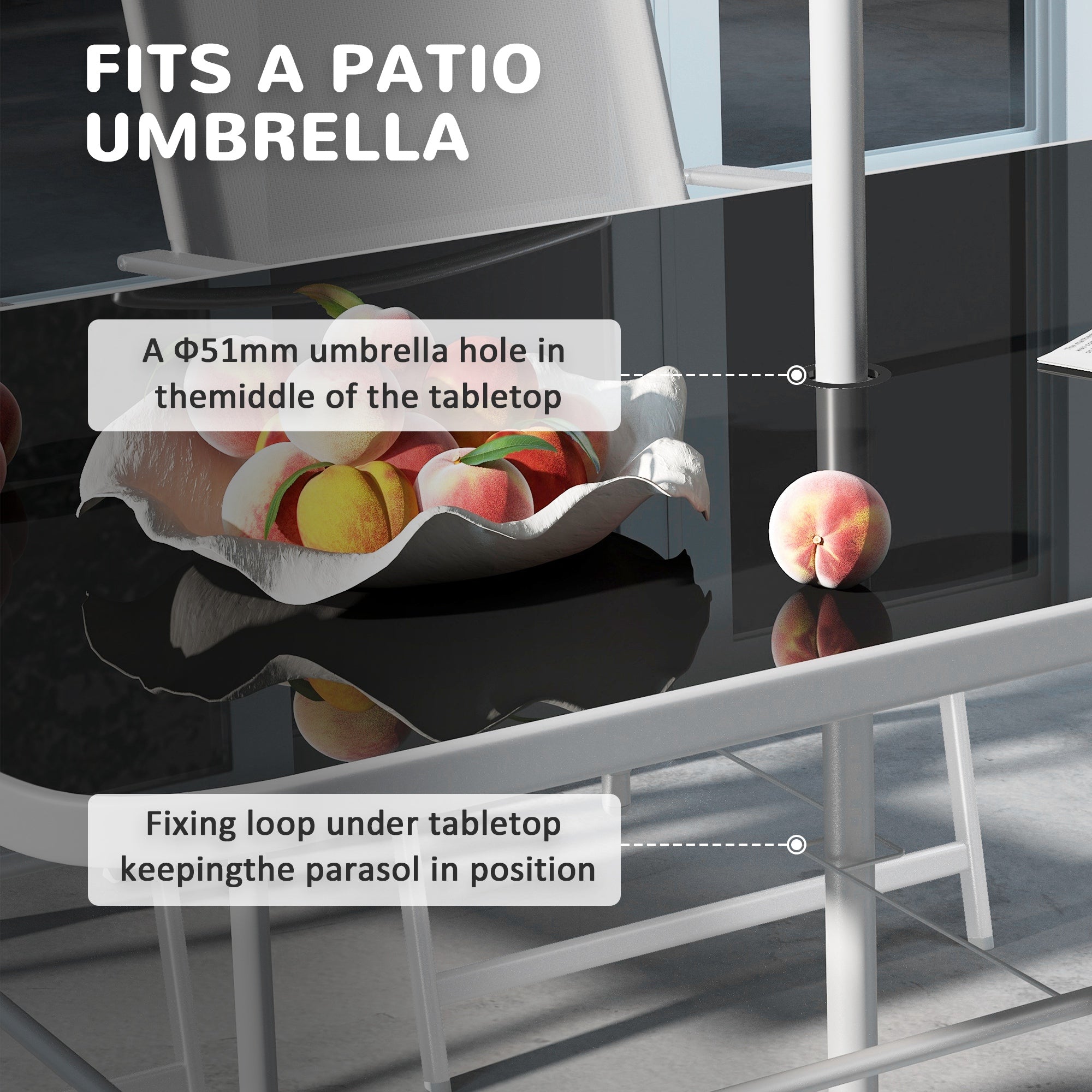 Outsunny Eight-Piece Garden Dining Set, with Chairs, Table and Parasol - Grey 