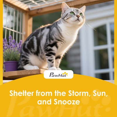 PawHut Outdoor Cat House Insulated with Openable Roof, Weatherproof Feral Cat Shelter for Rabbits, Cats, Grey 