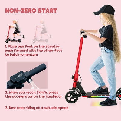 SPORTNOW Folding Electric Scooter for Kids Age 6-14 with Dual Brakes, Front Suspension, LED Colourful Lights and Display, 6.8kg Lightweight Aluminium E Scooter, Up to 14 KM/H & 6 KM, Red 