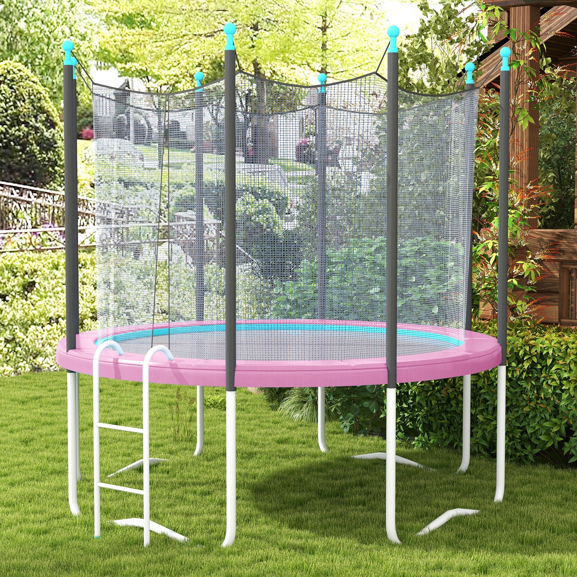 SPORTNOW 10FT Trampoline Spring Cover, Plastic Trampoline Pad Replacement with Elastic Cord, Waterproof, UV Resistant and Tear-Resistant, Pink 