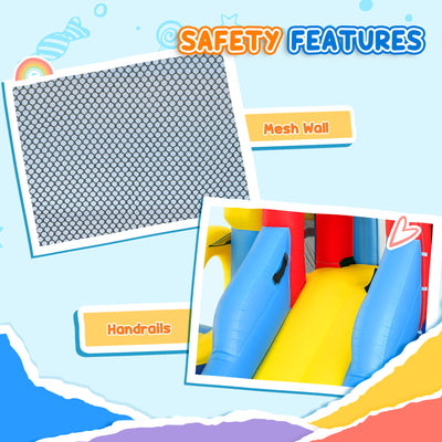 AIYAPLAY Inflatable Bouncy Castle, Kids Water Bounce House 6 in 1 with 550W Blower, 2 Slides for Garden, Party, Outdoor Indoor 