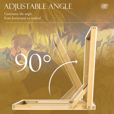 Vinsetto Desktop Table A2 Easel Craft Workstation, Adjustable Beechwood Table Top Easel, Portable Folding Artist Drawing & Sketching Board for Adults, Beginners, Artists Painting 