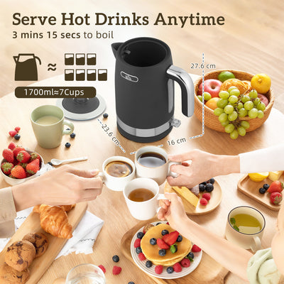 HOMCOM Sleek Textured Kettle and Toaster Set - Black 