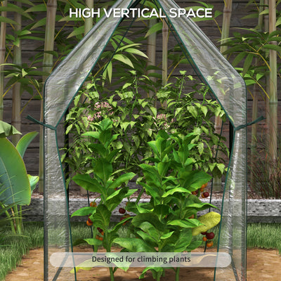Outsunny Mini Greenhouse, Garden Tomato Growhouse with 2 Zipped Doors, Portable Indoor Outdoor Green House, 90 x 90 x 145cm, Clear 