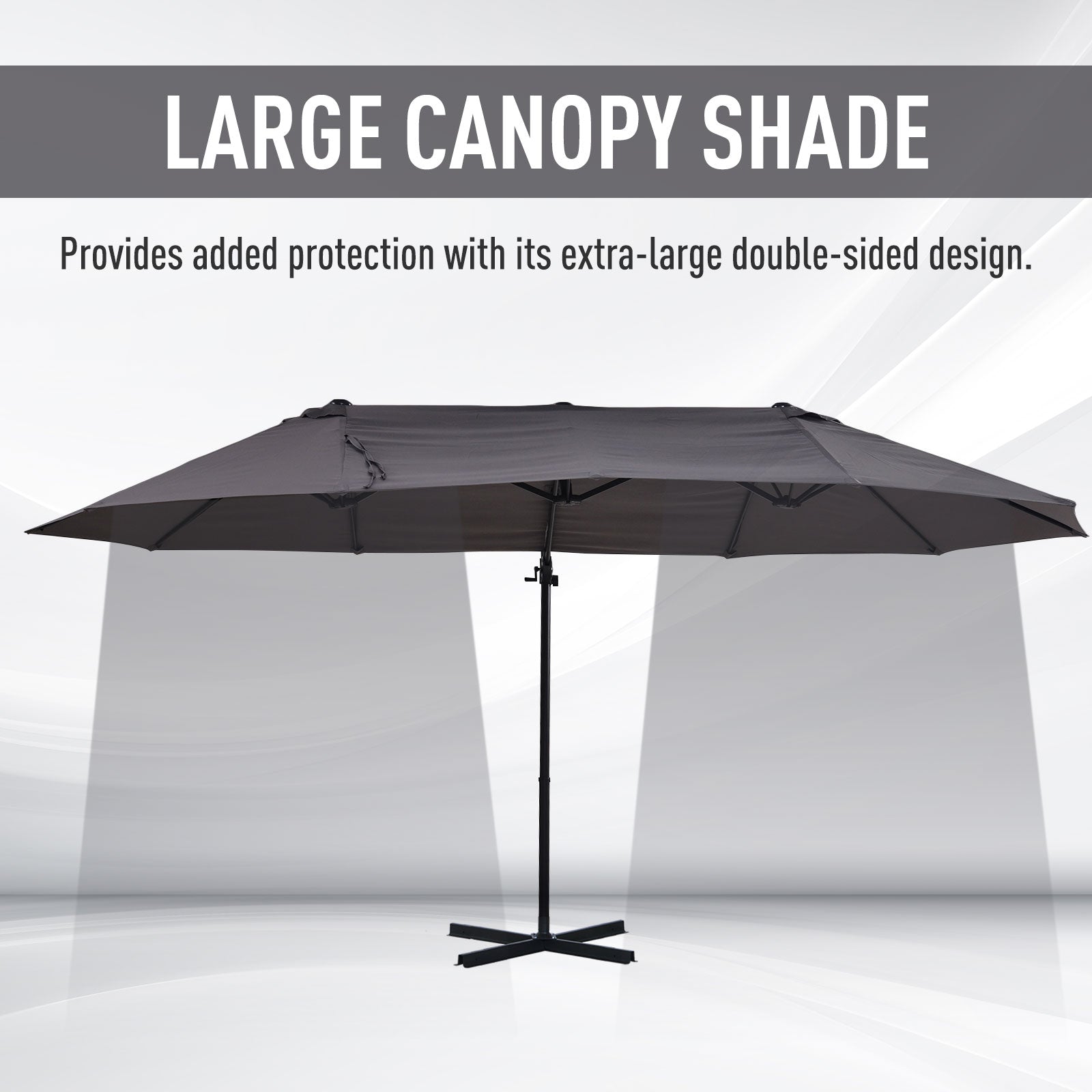 Outsunny Double Canopy Offset Parasol Umbrella Garden Shade w/ Steel Pole 12 Ribs Grey 