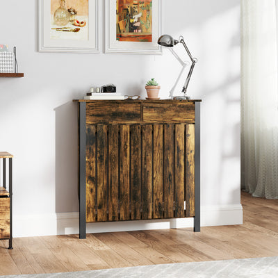 HOMCOM 93 x 88.5cm Rustic-Look Radiator Cover - Brown/Black 
