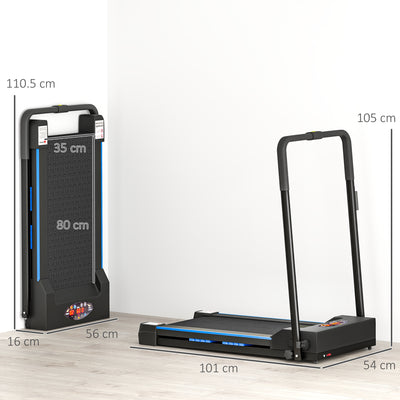 HOMCOM Folding Motorised Home Treadmill Walking Machine with LCD Monitor, Blue 