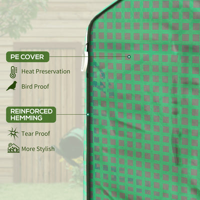 Outsunny Greenhouse Cover Replacement Walk-in PE Hot House Cover with Roll-up Door and Windows, 140 x 73 x 190cm, Green 