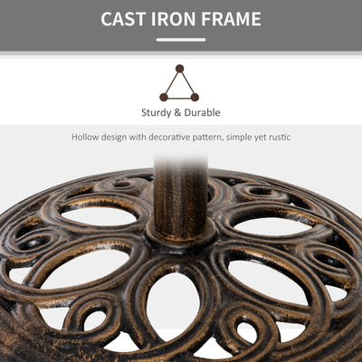 Outsunny 11.5 kg Cast Metal Round Patio Umbrella Base Stand, Umbrella Holder for Outdoor, Patio, Garden, Bronze Tone 