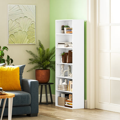 HOMCOM Six Shelf Bookcase - White 