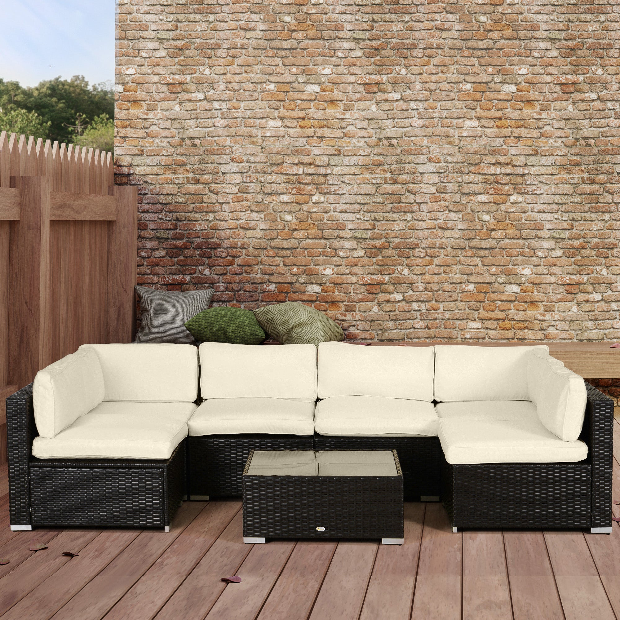 Outsunny Garden Rattan Sofa Cushion Polyester Cover Replacement Outdoor- No Cushion Included Beige 