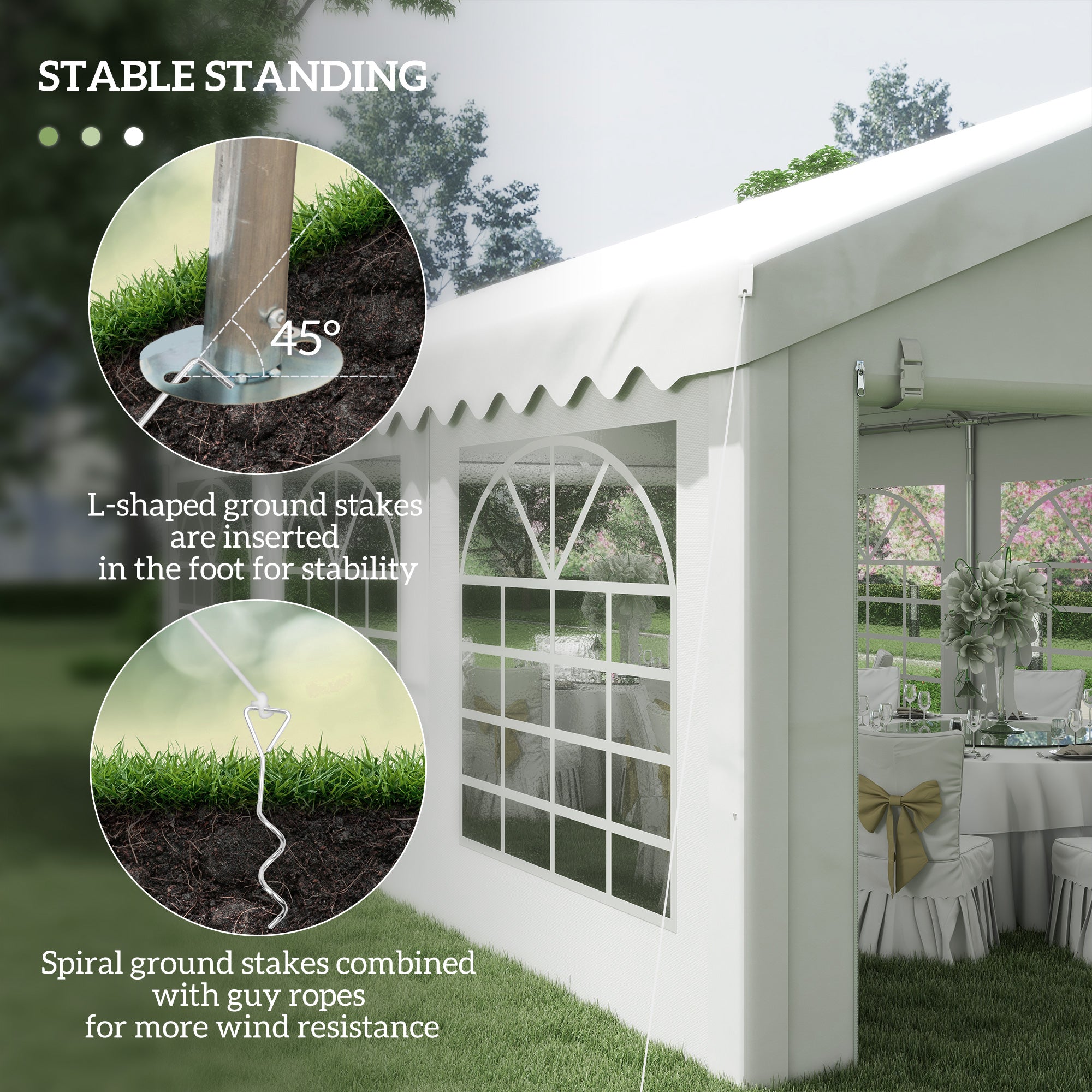 Outsunny 6m x 4m Garden Gazebo, Galvanised Marquee Party Tent with Removable Sides and Windows for Parties, Wedding and Events, White 