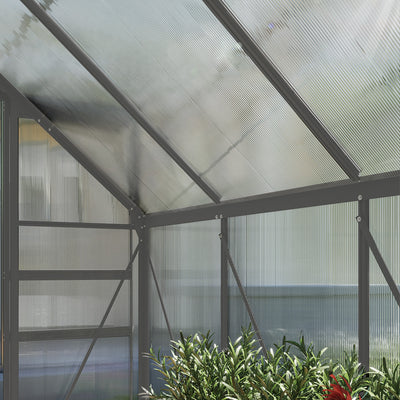 Outsunny 190 x 253 cm Walk-In Polycarbonate Greenhouse - Dark Grey 