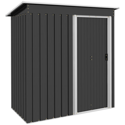 Outsunny 5 x 3ft Garden Storage Shed with Sliding Door and Sloped Roof Outdoor Equipment Tool, Black 