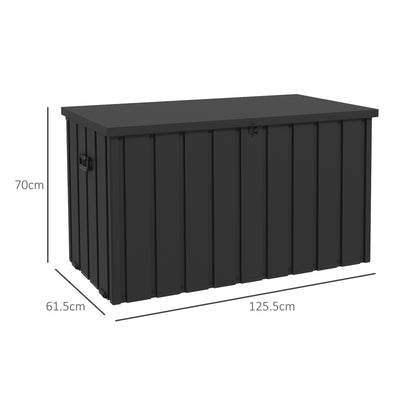 Outsunny 450L Galvanised Steel Garden Storage Box, with Wheels - Dark Grey 