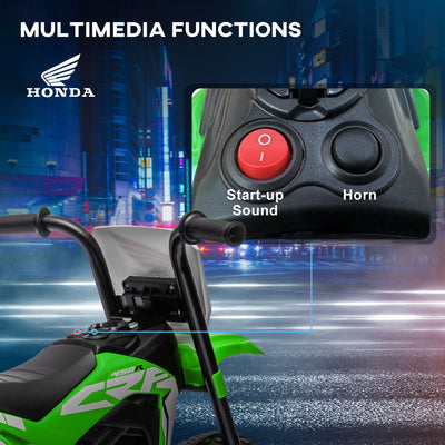 HOMCOM 6V Kids Motorbike, Three-Wheel Kids Electric Bike with Horn, Startup Sound for Ages 18-36 Months - Green 
