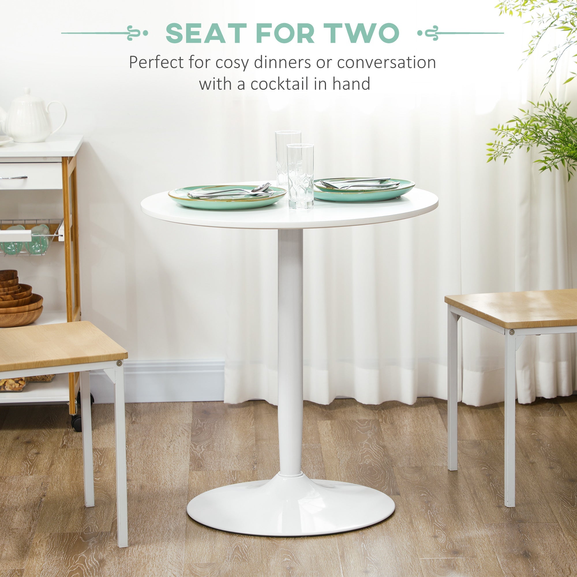 HOMCOM 75H x \'ce\'a670cm Two-Person Minimalistic Dining Table - White 