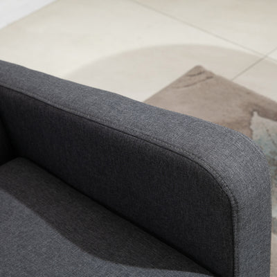 HOMCOM Linen Modern-Curved 2-Seat Sofa Loveseat w/ Thick Cushion Wood Legs Foot Pads Single Compact Home Furniture Grey 