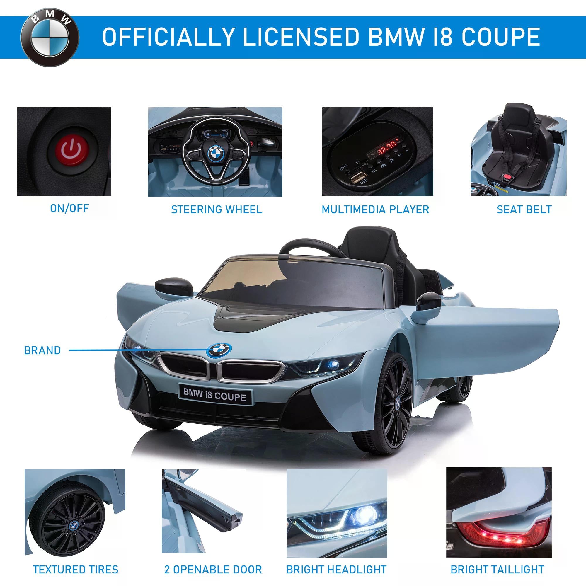 HOMCOM Kids 6V Battery PP Licensed BMW Ride On Car Blue 