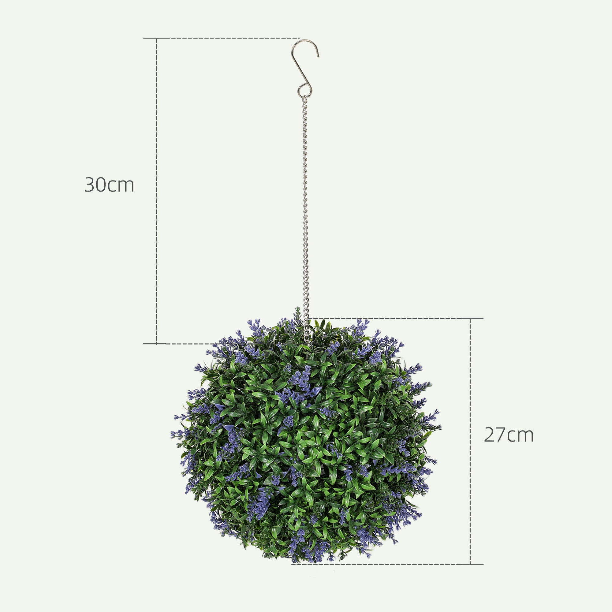 HOMCOM Set of 2 Artificial Plant Topiary Balls, UV-protected Fake Decorative Plants, Faux Plants for Home Indoor Outdoor Decor, 27cm, Purple 