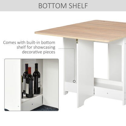 HOMCOM Foldable Dining Table Drop-Leaf Folding Desk Side Console with Storage Shelf for Kitchen,Dining Room 