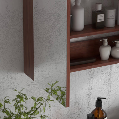 kleankin Double Door Bathroom Mirror Cabinet, Wall Mounted Bathroom Storage Cabinet, Soft Closing, 63L x 60Hcm 