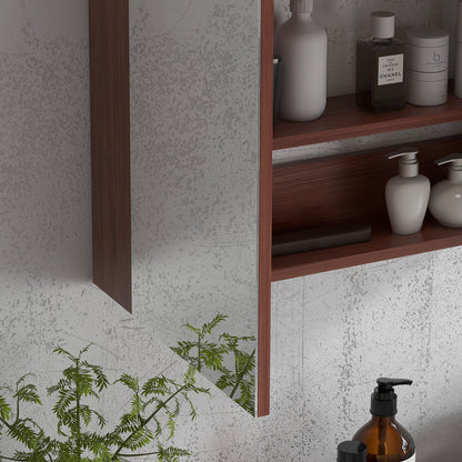 kleankin Double Door Bathroom Mirror Cabinet, Wall Mounted Bathroom Storage Cabinet, Soft Closing, 63L x 60Hcm 