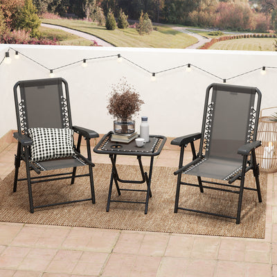 Outsunny Three-Piece Garden Table and Chair Set - Black 