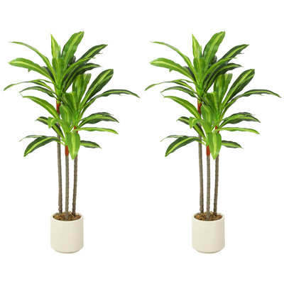 HOMCOM 90cm Lifelike Fake Tree, Artificial Dracaena Tree with Bendable Trunks, Green