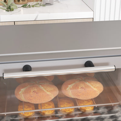HOMCOM Mini Oven, 9L Countertop Electric Grill, Toaster Oven with Adjustable Temperature, Timer, Dishwasher Safe Baking Tray and Wire Rack, 750W, Silver 