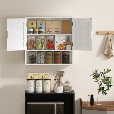 HOMCOM Bathroom Cabinet, Wall Mounted Storage Cabinet with Adjustable Shelves, 60 x 20 x 60 cm, White 