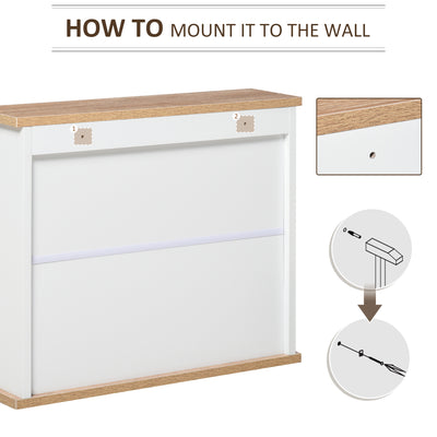 kleankin Bathroom Mirror Cabinet Wall Mounted Storage Cupboard with Double Door and Adjustable Shelf, White 