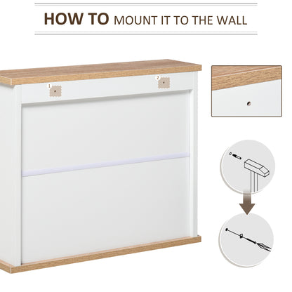 kleankin Bathroom Mirror Cabinet Wall Mounted Storage Cupboard with Double Door and Adjustable Shelf, White 