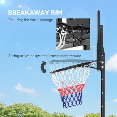 SPORTNOW Basketball Hoop Outdoor, Basketball Hoop and Stand with 10-Level Adjustable Height, Weighted Base, Portable on Wheels, 2.3-3.05m, for Teens, Juniors, Adults 