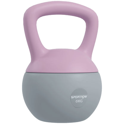 SPORTNOW Soft Kettlebell, 6kg Kettle Bell with Non-Slip Handle for Home Gym Weight Lifting and Strength Training, Purple and Grey 