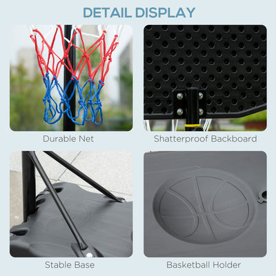 HOMCOM Adjustable Basketball Hoop and Stand, with Wheels and Weight Base Black 