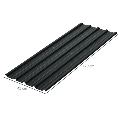Outsunny Set of 12 Corrugated Steel Roof Sheet Panels - Dark Grey 