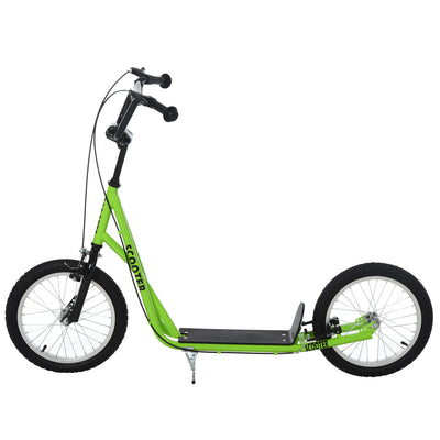 HOMCOM Kick Scooters for Kids with Adjustable Height, Anti-Slip Deck, Dual Brakes, Rubber Tyres, for Boys and Girls Aged 5+ Years Old - Green 