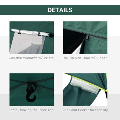 Outsunny Beach Tent for 1-2 Person Pop-up Design with 2 Mesh Windows & 2 Doors Dark Green 