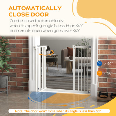 PawHut Metal 74-94cm Wide Adjustable Dog Gate White 