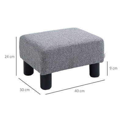 HOMCOM Linen Fabric Footstool Ottoman Cube with 4 Plastic Legs, Grey 