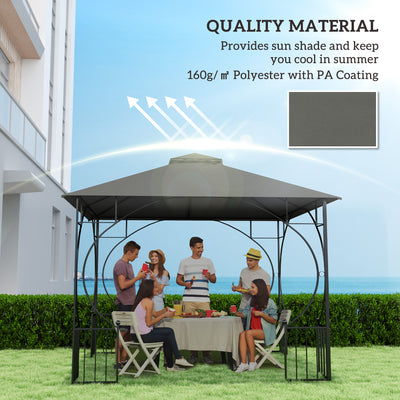 Outsunny 3x3(m) Replacement Gazebo Canopy, Double Tier Roof Top for Garden, Patio, Outdoor, Grey (TOP ONLY) 