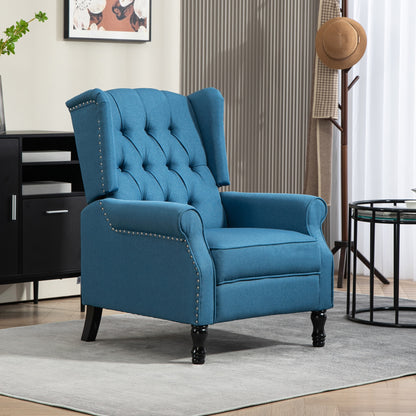 HOMCOM 150\'c2\'b0 Reclining Vintage Armchair, with footrest - Blue