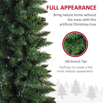 HOMCOM 7ft Unlit Artificial Christmas Tree, Pencil Slim Xmas Tree with Solid Stand and Realistic Branches, Green 