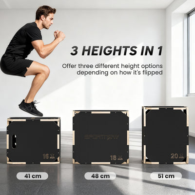 SPORTNOW Non-Slip Plyo Box, Corner-free Wooden Jump Box, 41 x 51 x 48 cm 