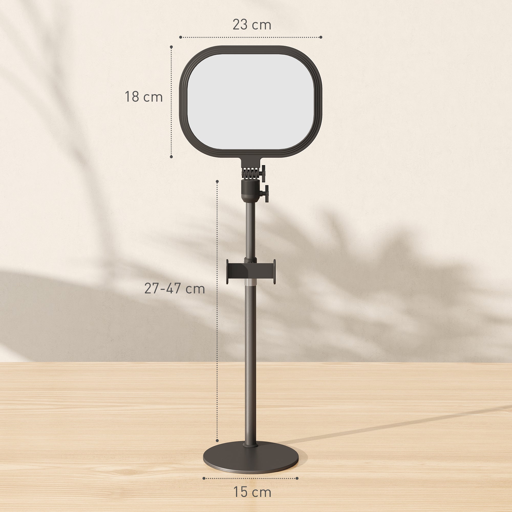 HOMCOM Selfie Light for Video Conference Lighting, Dimmable Desk Lamp with Stand Phone Holder, 5 Colour Modes & 10 Brightness Levels, Memory Function for Home Office, Recording, Video Calls, Black