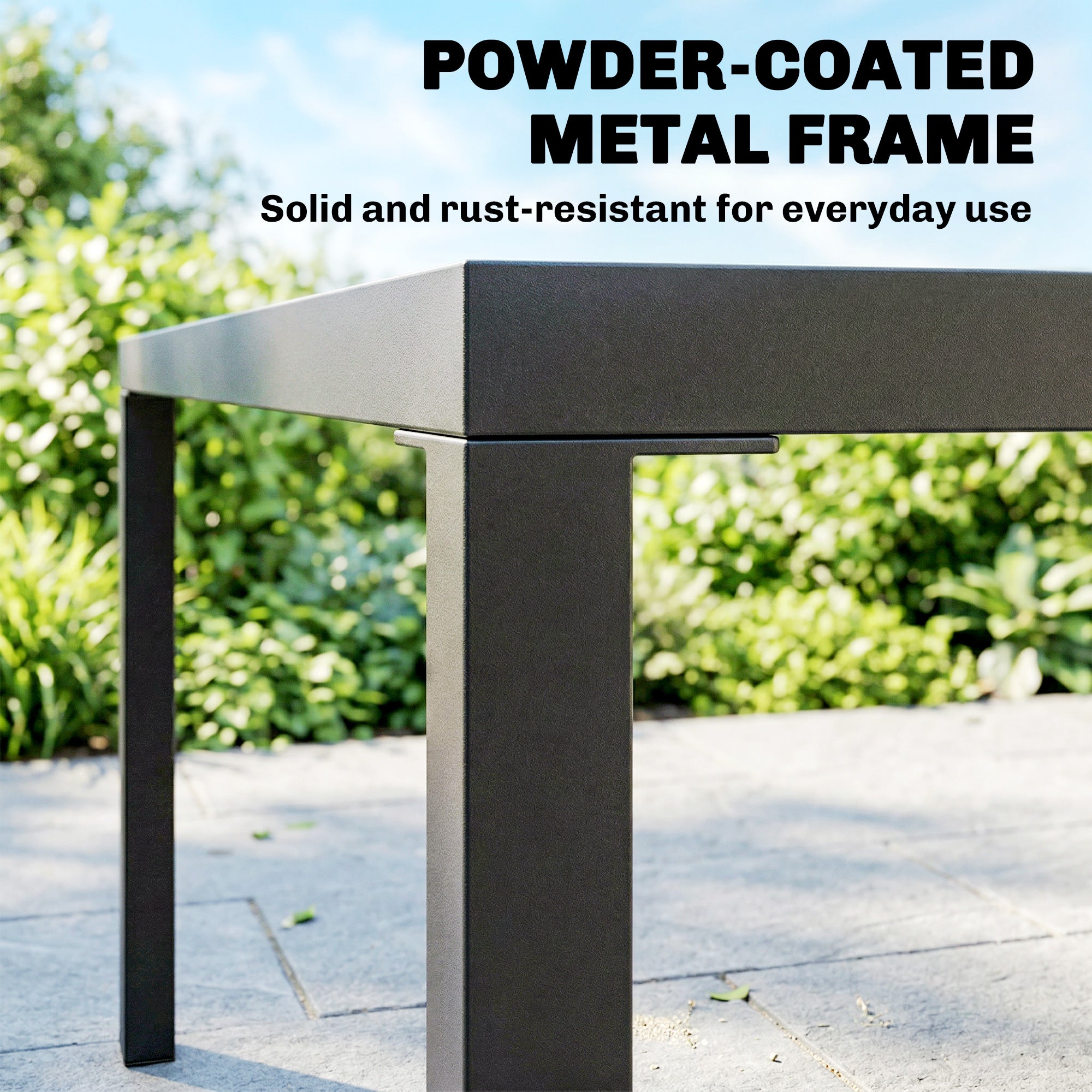 Outsunny 5 Pieces Garden Dining Set, Garden Table and Chairs Set for 4 with Square HDPE Table and Chairs with Armrests, Black 
