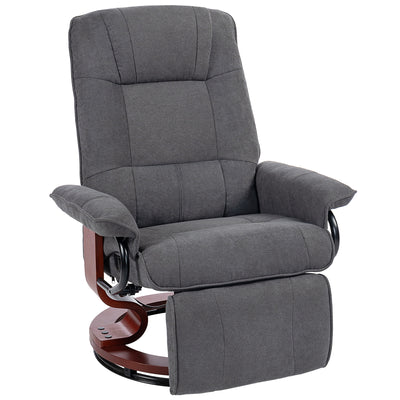 HOMCOM Reclining Swivel Chair, with Footrest - Grey 