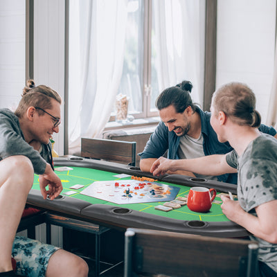 SPORTNOW Foldable Poker Mat, 10-Player Table Top with Cup Holder, Carry Bag - Green 